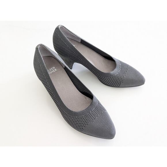Eileen Fisher Kiss Stretch Knit Pumps Gray Size 7 Comfortable Slip-On Shoes $195 - Picture 2 of 6